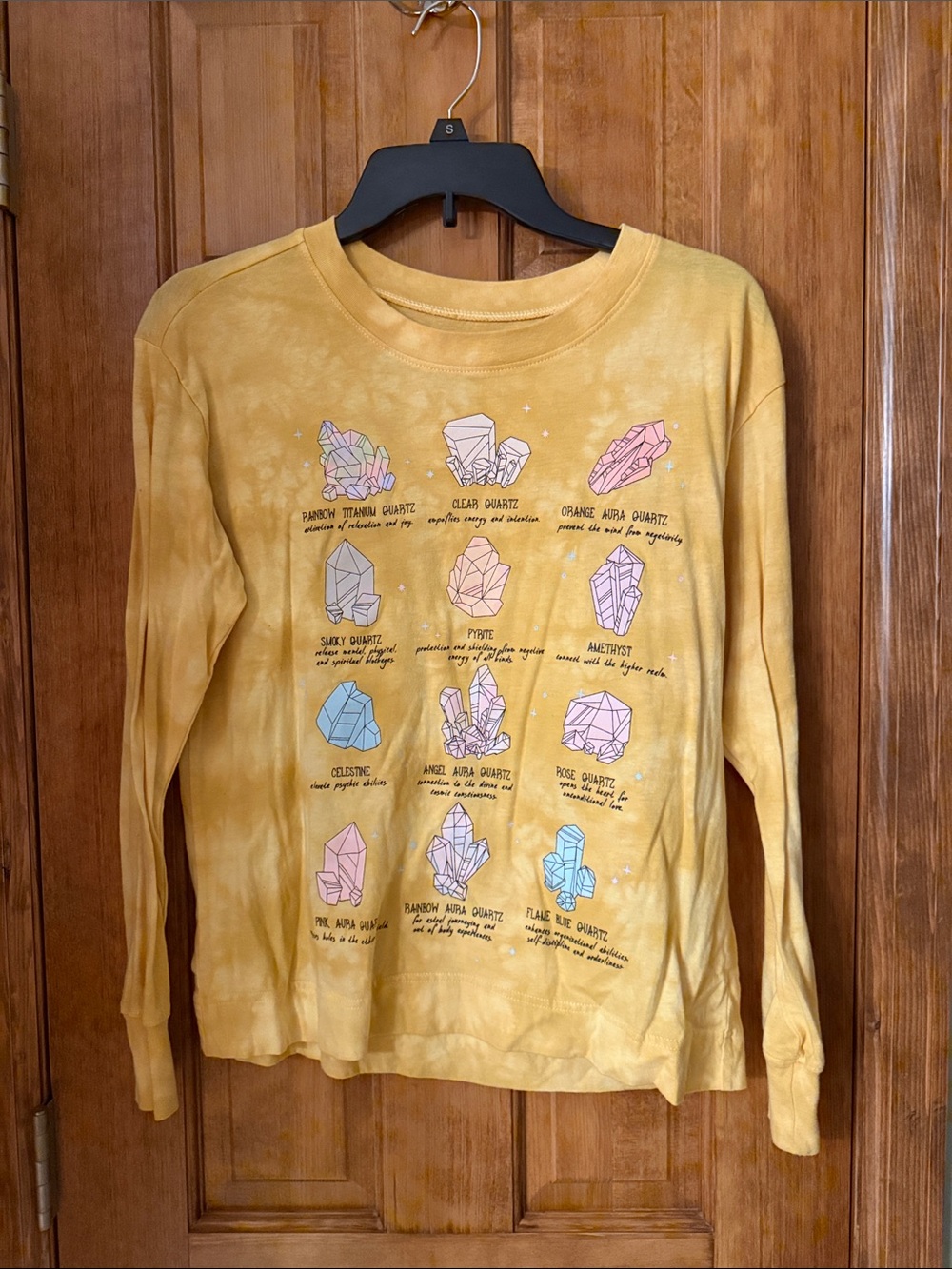 Fifth Sun Yellow Tie-Dye Long Sleeve Tee with Crystal Graphics